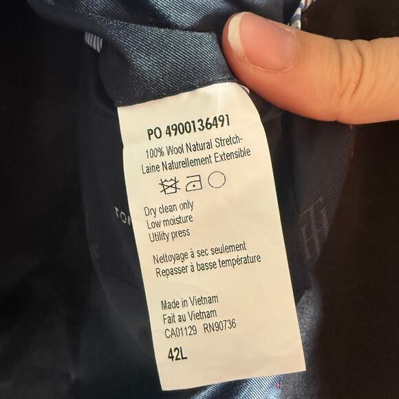 Tommy Hilfiger Men's Modern-Fit Stretch Wool Suit Jacket - Dark Brown 42L $450 - Picture 7 of 8